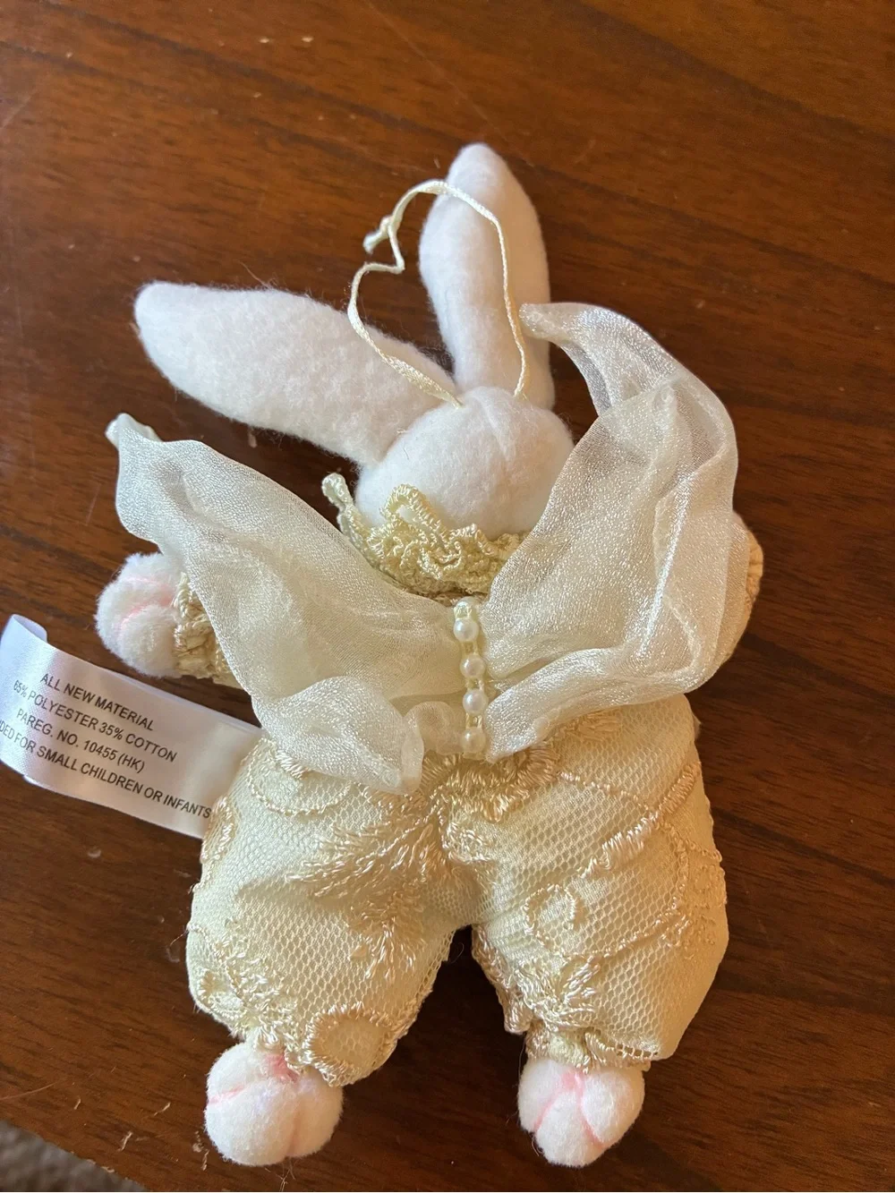 Vintage Fairy Bunny Plush Ornament – Lace Angel Rabbit Hanging Decoration
